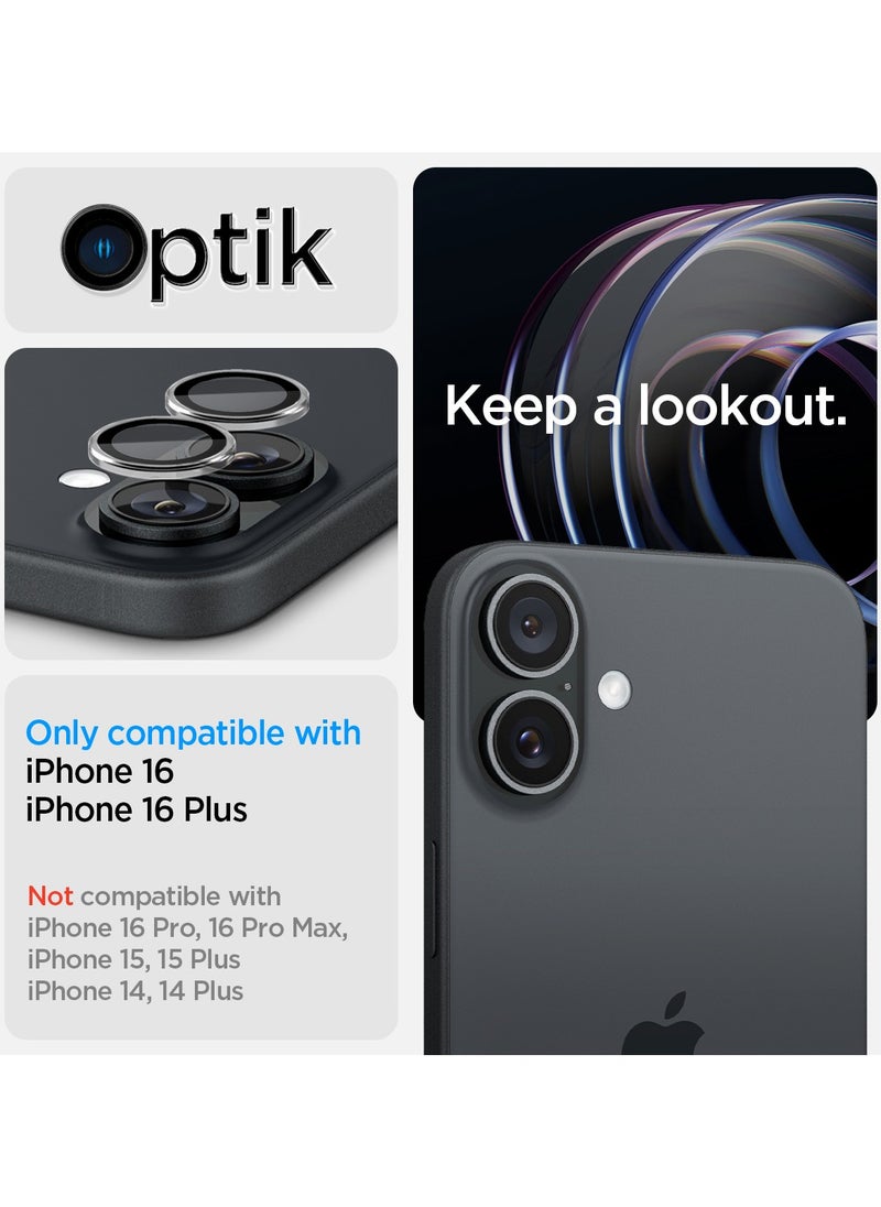 Spigen - GLAStR EZ Fit Optik Pro for iPhone 16 and iPhone 16 PLUS Camera Lens Protector [2 PACK] - Crystal Clear - Image 1