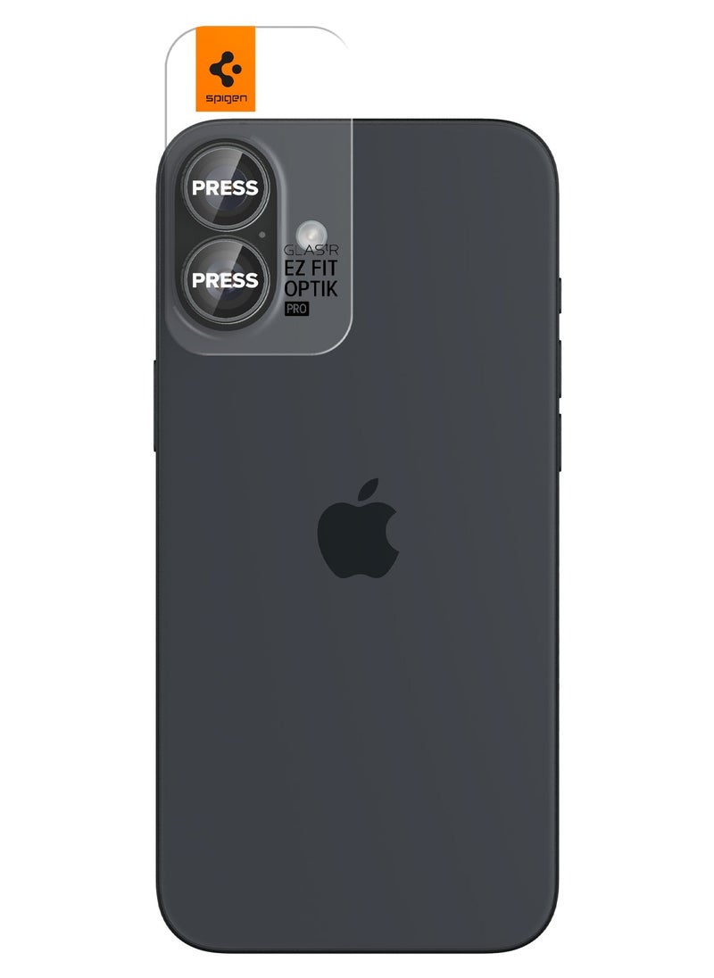 Spigen - GLAStR EZ Fit Optik Pro for iPhone 16 and iPhone 16 PLUS Camera Lens Protector [2 PACK] - Crystal Clear - Image 1