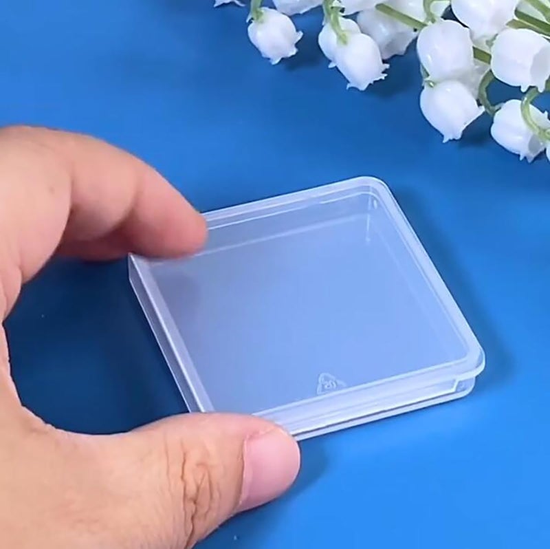 Farmer Mani 12 Pieces Square Empty Mini Clear Plastic Storage Containers (1.85 x 1.85 x 0.32 inch) with Lids for Tiny Items and Other Craft Projects - Image 3