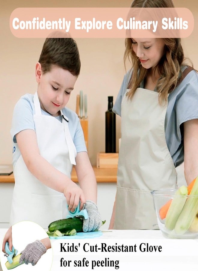 Kibbidea Vegetable Peeler, Kids Potato Fruit Peeler for Kitchen with Cut-proof Glove, Kids Cute Kitchen Accessories (Blue) (Green Snail) - Image 3