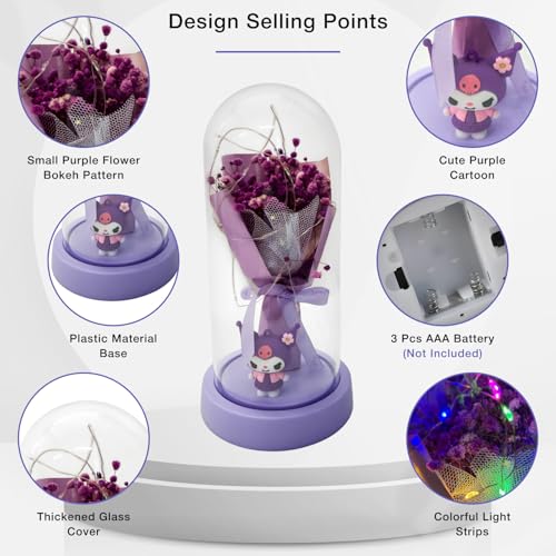 FWQPRA Rose Mothers Day Flower Gifts for Mom from Daughter Son, Birthday Gift for Women Grandma Wife Girlfriend Sister, Womens Gift for Teacher,Anniversary Christmas (Rose Kuromi) - Image 3
