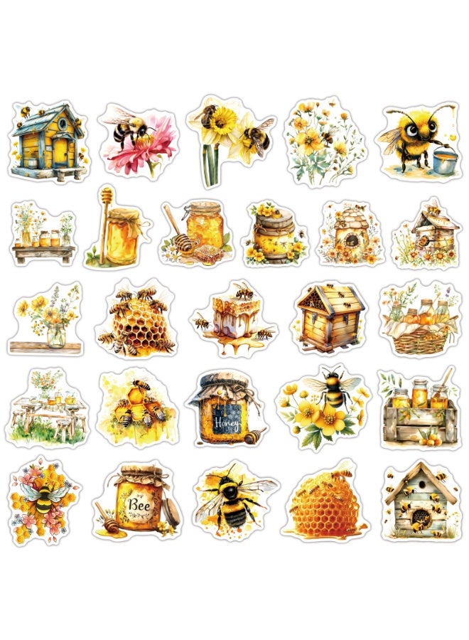 قوس قزح أورينبو 50 قطعة من ملصقات النحل والحشرات للفتيات على شكل حديقة، ملصقات قصاصات على شكل نحل عسل وأزهار وخلايا عسل، لتدوين اليوميات، وفنون الكمبيوتر المحمول، وديكور مزهرية على شكل أنبوب اختبار - Image 3