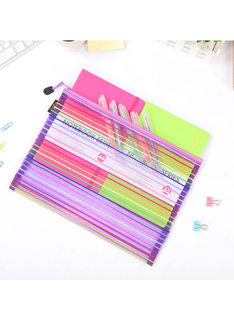 Excefore Zipper Mesh Pouch 6 Pcs Popper Wallet Folders 6 Colors Office Accessories Document Wallets File Zipper Bags Storage Pouch for School Home Office Supply and Travel - Image 3