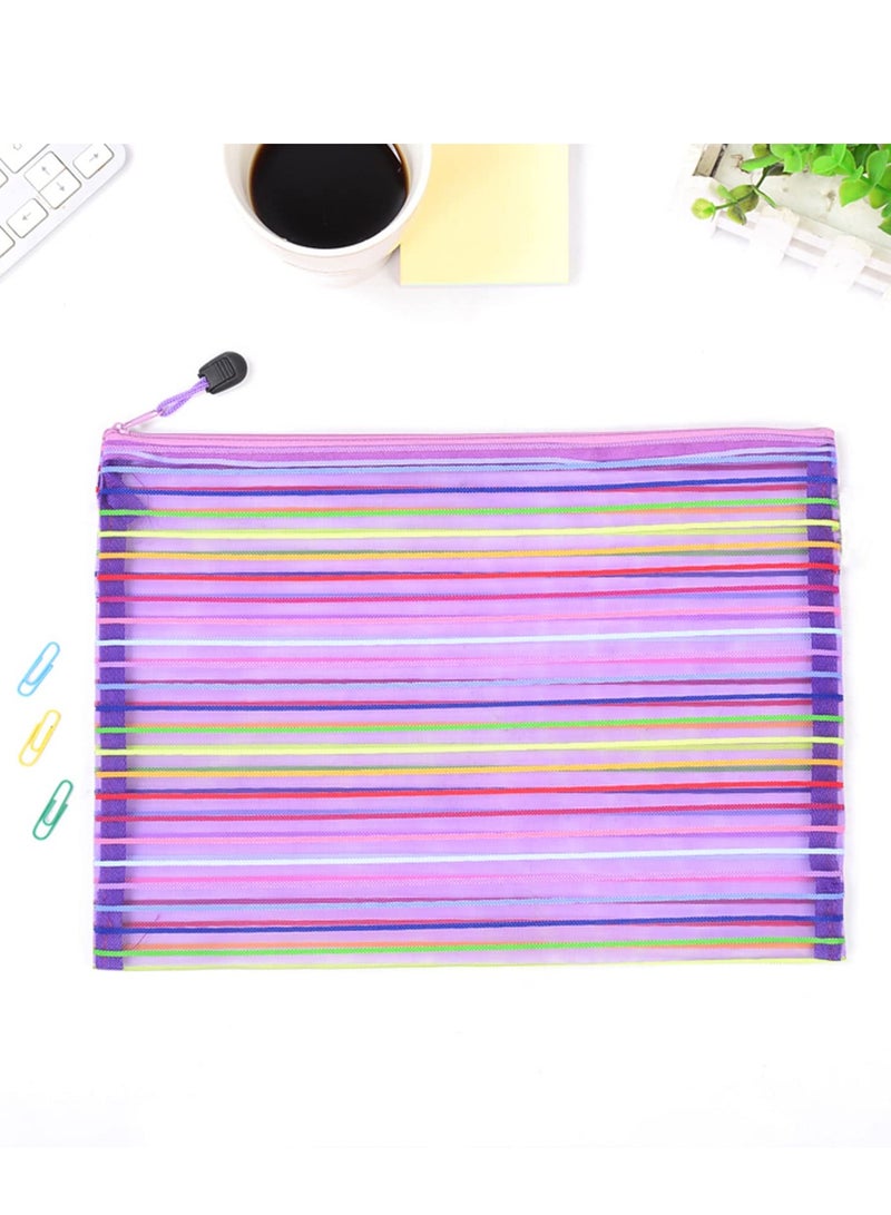 Excefore Zipper Mesh Pouch 6 Pcs Popper Wallet Folders 6 Colors Office Accessories Document Wallets File Zipper Bags Storage Pouch for School Home Office Supply and Travel - Image 2