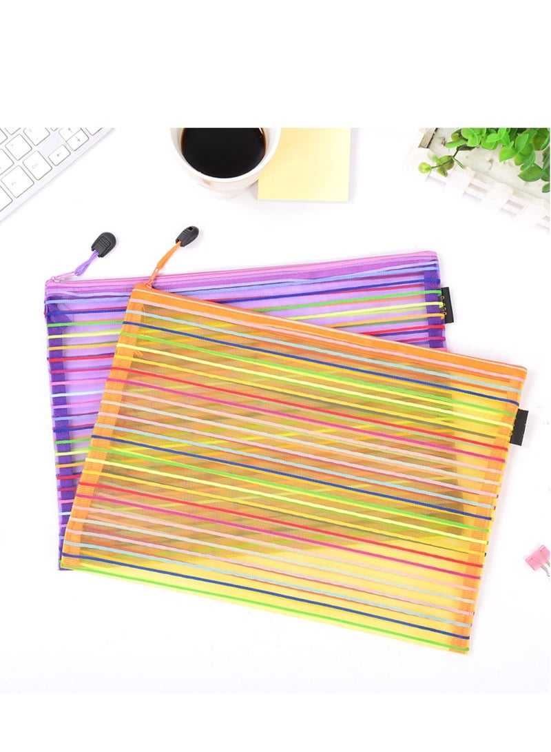 Excefore Zipper Mesh Pouch 6 Pcs Popper Wallet Folders 6 Colors Office Accessories Document Wallets File Zipper Bags Storage Pouch for School Home Office Supply and Travel - Image 4