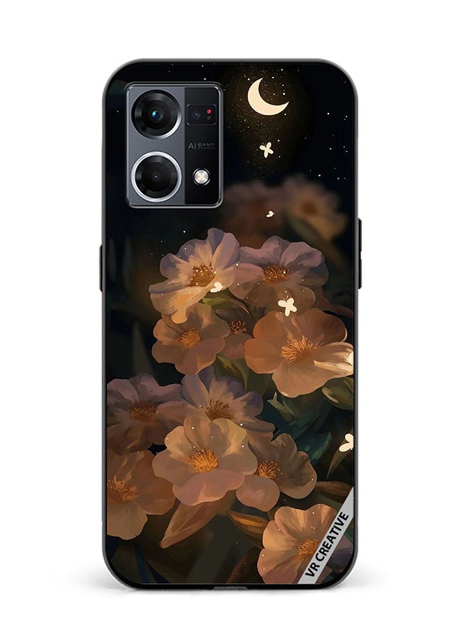 VR CREATIVE Protective Case Cover For Oppo Reno8 4G Flower With Butterfly Design Multicolour - Image 1