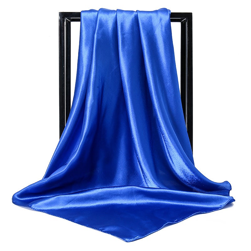 New Silk-Like Monochrome Large Scarf Fashion Solid Womens Scarf 8# sapphire blue 