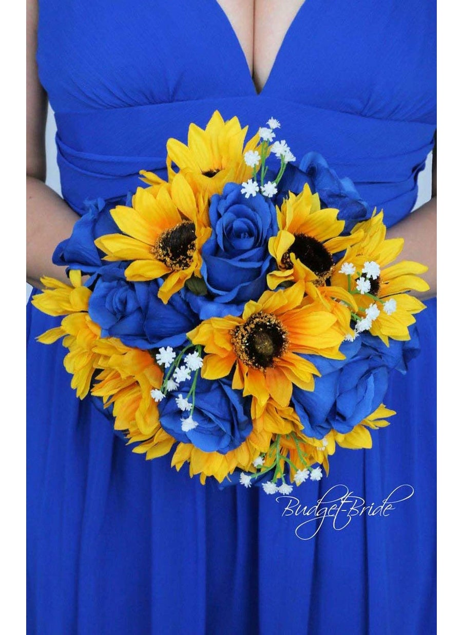 Laelfe Laelfe 12 pcs Artificial Blue Roses Flowers Long Stem Fake Silk Rose for Home Wendding Decorations (Blue)  - Image 4