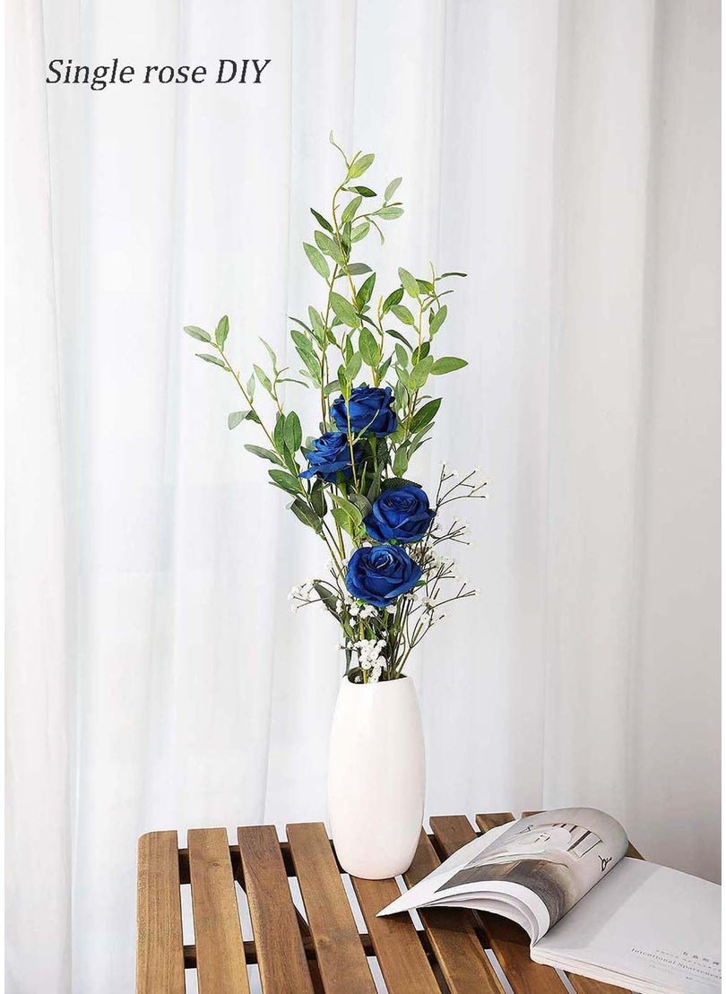 Laelfe Laelfe 12 pcs Artificial Blue Roses Flowers Long Stem Fake Silk Rose for Home Wendding Decorations (Blue)  - Image 5