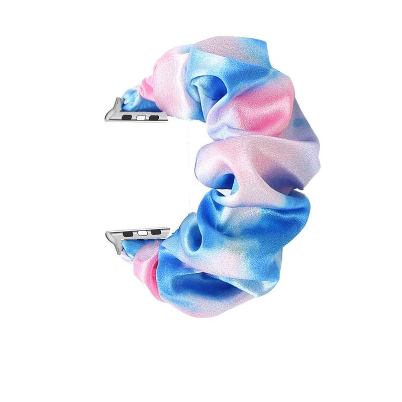 Tomcrazy Scrunchie Elastic Watchband for Apple Watch Band Series 9 8 7 6 5 4 3 2 1 SE Ultra, Watch band for iwatch 49mm/45mm/44mm/42mm Strap Bracelet (Blue pink tie dye 61) - Image 2