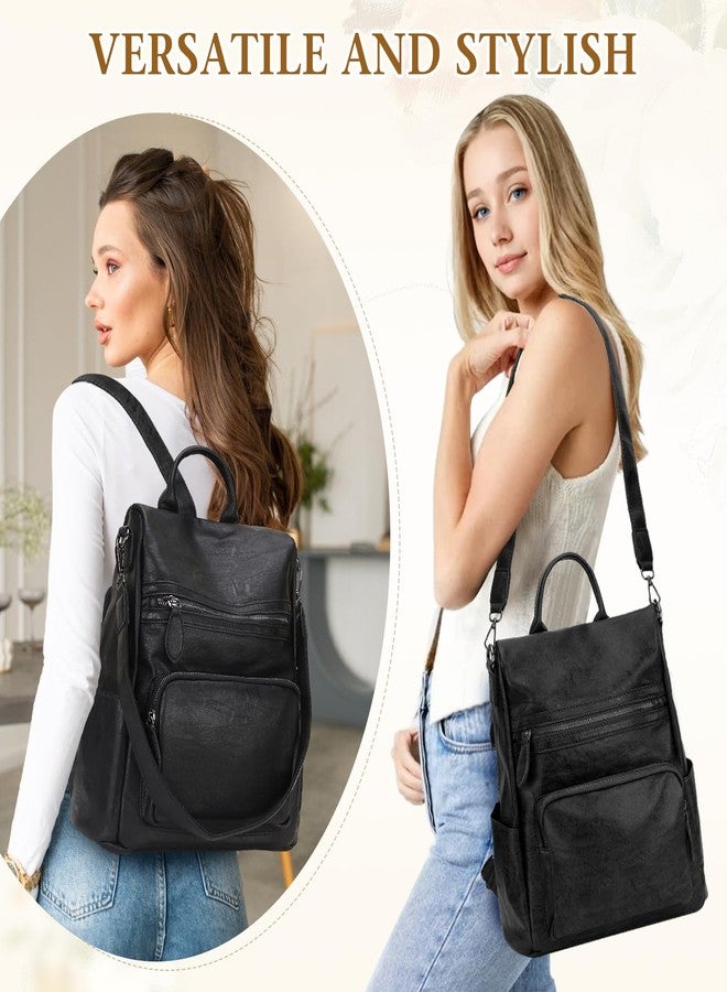 RAVUO Anti-theft Backpack Purse,Fashion Women PU Leather Satchel Backpack Ladies Convertible Shoulder Bag Three Ways to Carry - Image 5