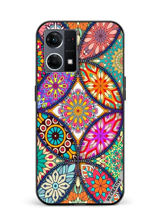 VR CREATIVE Protective Case Cover For Oppo Reno8 4G Mandala Design Multicolour - Image 1
