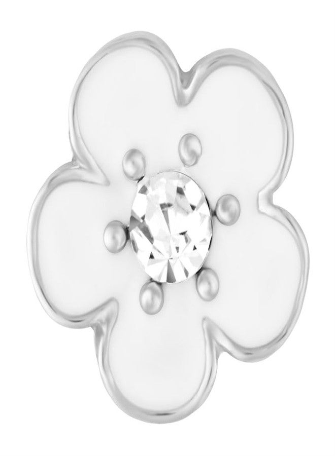 Ginger Snaps Petites Sutton Flower, 12 Millimeter, White, Rhodium Plated, Women, Jewelry and Accessories