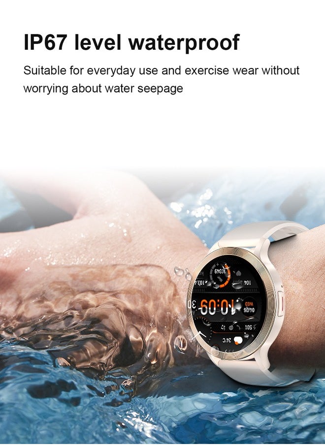 WAPIK - Korean Brand S5 Smart Watch, Smart Watch for Men, Waterproof Fitness Watch, Bluetooth Calling, Compatible with Android and iOS, Aluminum Alloy Ultra-Light Frame, 1.43" Heart Rate Monitoring, Gold - Image 1