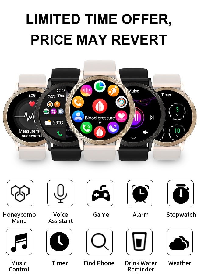 WAPIK - Korean Brand S5 Smart Watch, Smart Watch for Men, Waterproof Fitness Watch, Bluetooth Calling, Compatible with Android and iOS, Aluminum Alloy Ultra-Light Frame, 1.43" Heart Rate Monitoring, Gold - Image 1