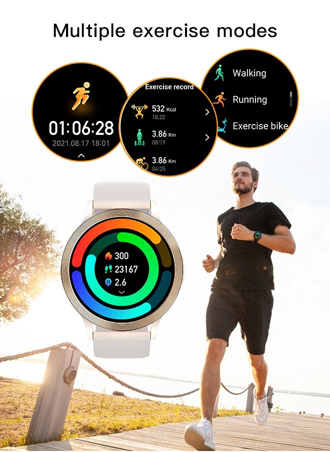 WAPIK - Korean Brand S5 Smart Watch, Smart Watch for Men, Waterproof Fitness Watch, Bluetooth Calling, Compatible with Android and iOS, Aluminum Alloy Ultra-Light Frame, 1.43" Heart Rate Monitoring, Gold - Image 1
