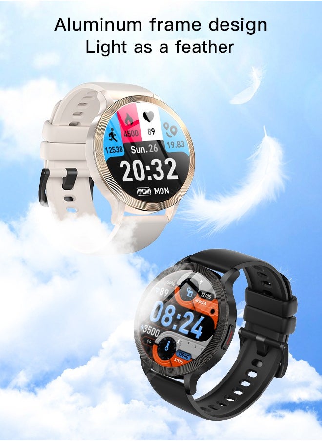 WAPIK - Korean Brand S5 Smart Watch, Smart Watch for Men, Waterproof Fitness Watch, Bluetooth Calling, Compatible with Android and iOS, Aluminum Alloy Ultra-Light Frame, 1.43" Heart Rate Monitoring, Gold - Image 1