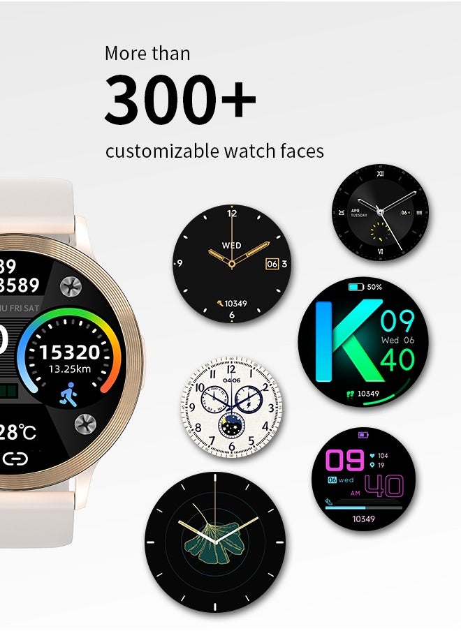 WAPIK - Korean Brand S5 Smart Watch, Smart Watch for Men, Waterproof Fitness Watch, Bluetooth Calling, Compatible with Android and iOS, Aluminum Alloy Ultra-Light Frame, 1.43" Heart Rate Monitoring, Gold - Image 1