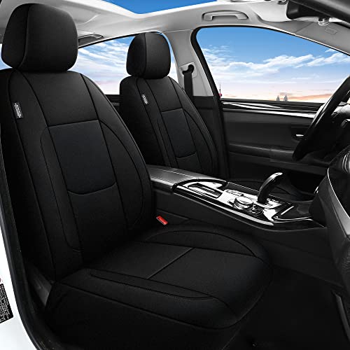 Pariitadin Waterproof Car Seat Covers 2 Front Seats, Neoprene Seat Covers for Cars, Universal Fit Interior Covers for Most Cars Sedan Van Truck SUV(Black) - Image 2