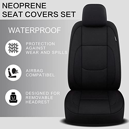 Pariitadin Waterproof Car Seat Covers 2 Front Seats, Neoprene Seat Covers for Cars, Universal Fit Interior Covers for Most Cars Sedan Van Truck SUV(Black) - Image 3