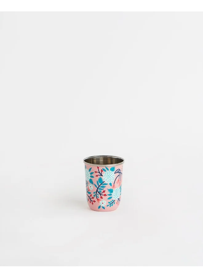 Chumbak Peach Floral Steel Tumbler Small