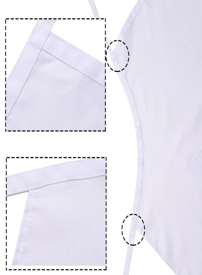 multifuns 12 pcs White Aprons Bulk Waterdrop Resistant for Women Men Kitchen Cooking Grilling Aprons with 2 Pockets (24x28 inch, White - Image 2