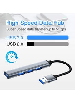 KASTWAVE Mini USB Hub Extensions USB Hub for Laptop 4 Port USB 3.0 Hub Expander Ultra Slim Portable Data Hub Applicable for Laptop Mouse PC USB Splitter Aluminum USB Adapter Station  - Image 5