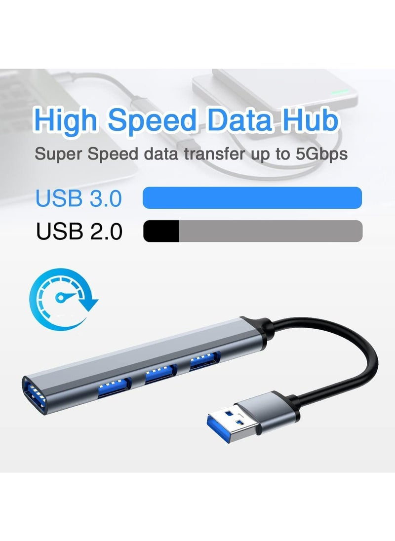 KASTWAVE - Mini USB Hub Extensions USB Hub for Laptop 4 Port USB 3.0 Hub Expander Ultra Slim Portable Data Hub Applicable for Laptop Mouse PC USB Splitter Aluminum USB Adapter Station - Image 1