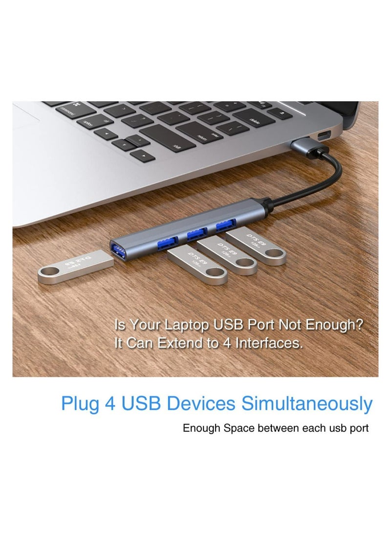 KASTWAVE - Mini USB Hub Extensions USB Hub for Laptop 4 Port USB 3.0 Hub Expander Ultra Slim Portable Data Hub Applicable for Laptop Mouse PC USB Splitter Aluminum USB Adapter Station - Image 1