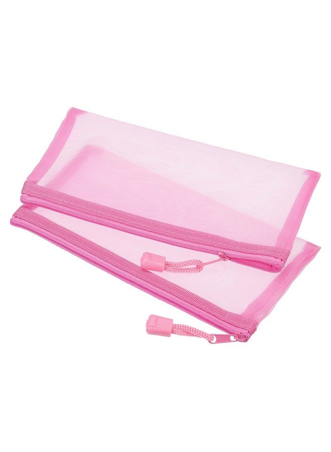 MECCANIXITY Mesh Zipper Bags A6 Nylon Zip Pouch Pencil Case Storage Pockets For Travel Office Accessories Pink Pack Of 6  - Image 1