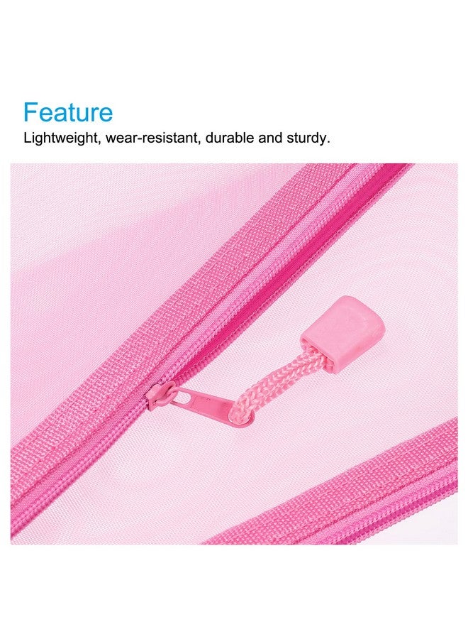 MECCANIXITY Mesh Zipper Bags A6 Nylon Zip Pouch Pencil Case Storage Pockets For Travel Office Accessories Pink Pack Of 6  - Image 4