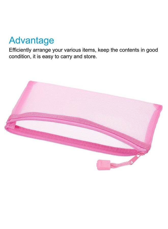 MECCANIXITY Mesh Zipper Bags A6 Nylon Zip Pouch Pencil Case Storage Pockets For Travel Office Accessories Pink Pack Of 6  - Image 3