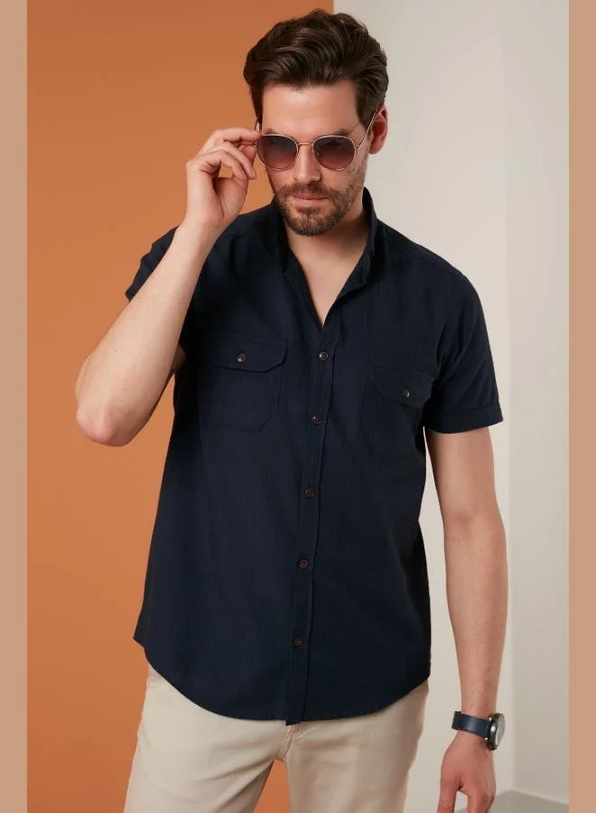 Buratti Button-Down Collar Cotton Slim Fit Shirt with Pockets Men's SHIRT CF21S111153