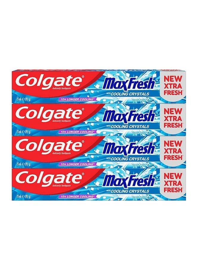Colgate معجون أسنان ماكس فريش بالنعناع البارد لنفس منعش مع بلورات التبريد، عبوة من 4