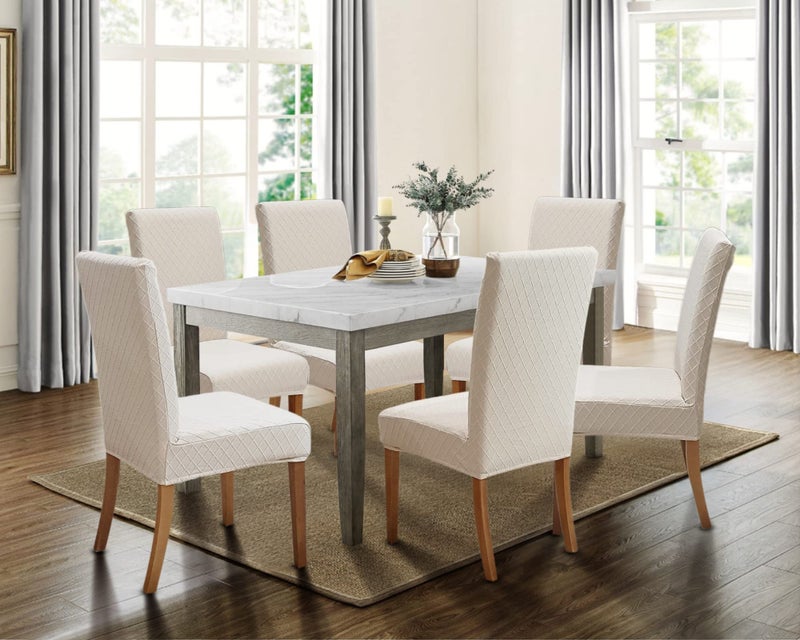SPRINGRICO 4 Pack Dining Room Chair Covers with seat Belt, Stretch Parsons Chair Slipcover Washable Kitchen Dining Chair Cover Removable Seat Protector Set of 4, S2- Beige - Image 3
