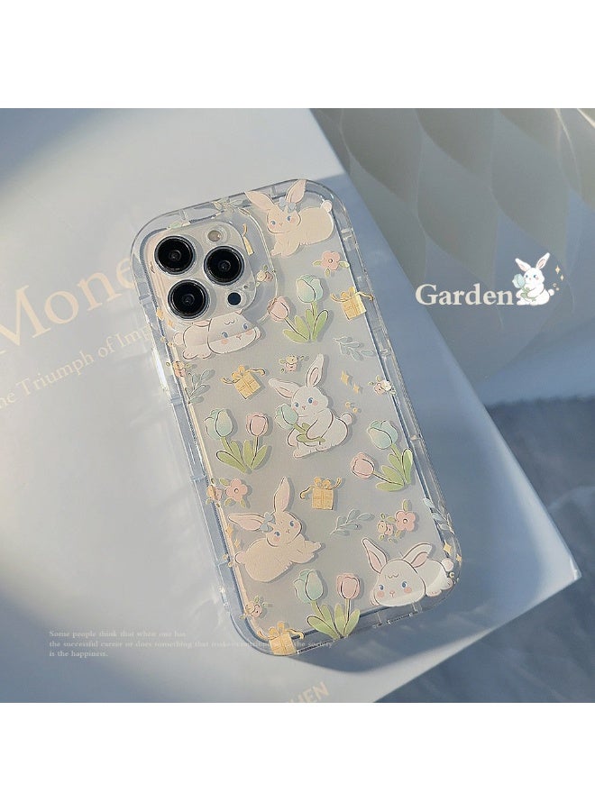 NIBEMINENT Floral Bunny Protective TPU Case Cover For iPhone 17 Pro, Clear