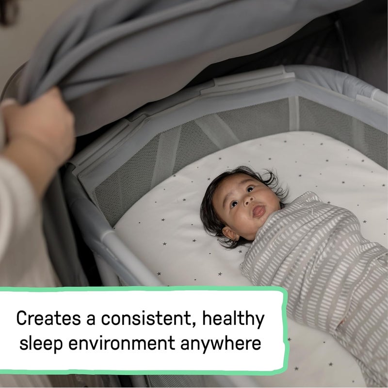 Ingenuity Dream Retreat 3in1 Portable Bassinet  Playard Easy 3Step Fold Includes Indoor Outdoor UPF 50 Light Blocking Shade Mattress  Sheet 036 Months  Neutral - Image 3