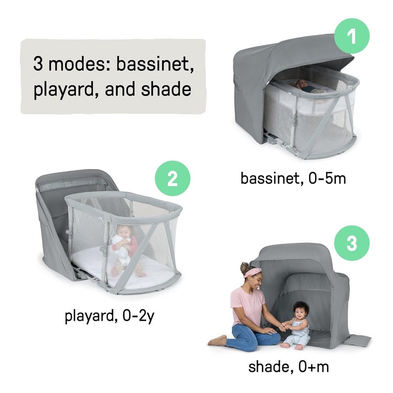 Ingenuity Dream Retreat 3in1 Portable Bassinet  Playard Easy 3Step Fold Includes Indoor Outdoor UPF 50 Light Blocking Shade Mattress  Sheet 036 Months  Neutral - Image 2