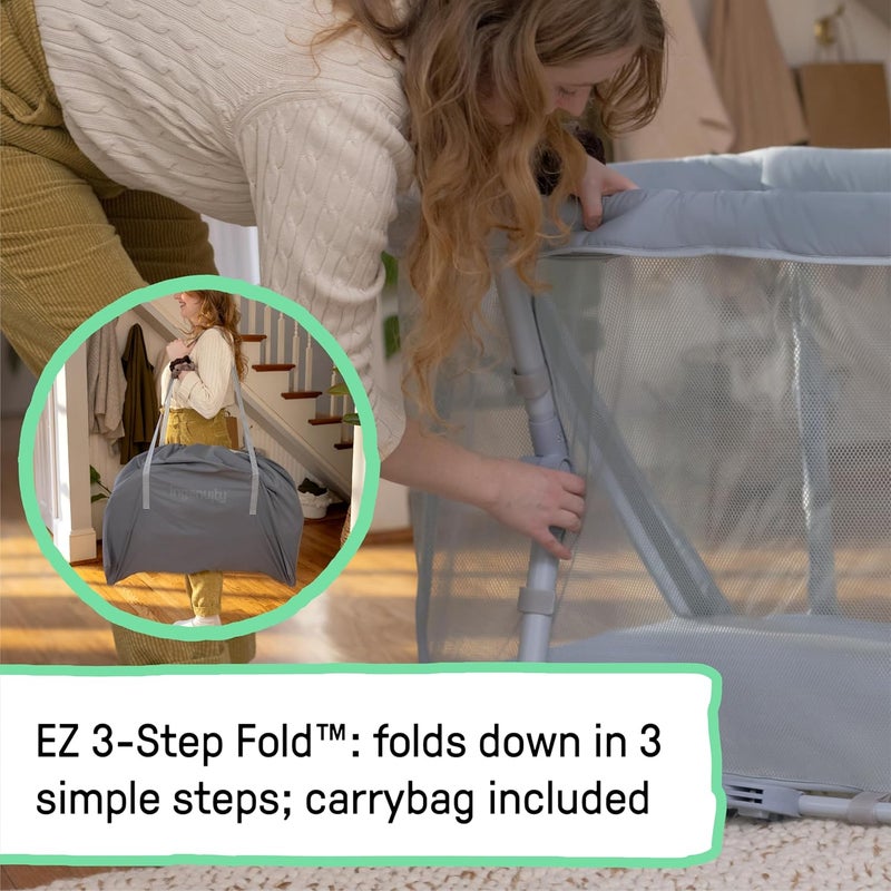 Ingenuity Dream Retreat 3in1 Portable Bassinet  Playard Easy 3Step Fold Includes Indoor Outdoor UPF 50 Light Blocking Shade Mattress  Sheet 036 Months  Neutral - Image 4