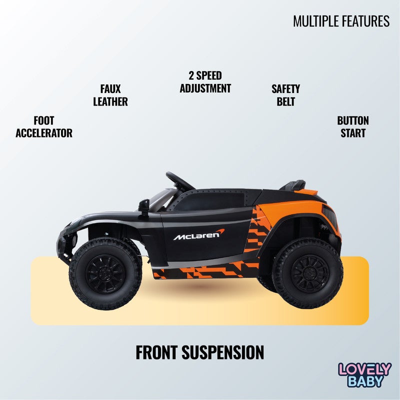 McLaren Kids Powered Riding Licensed Car LB 1070EL – 12V Electric Ride-On, LED Lights, Music Player, Leather Seat & Suspension for Kids Ages 1–4 Years - Black - Image 4