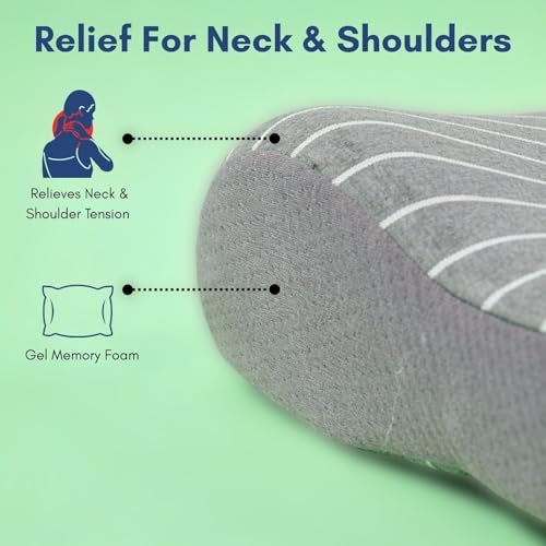 9villa Memory Foam Cervical Contour Neck Pillow | 2 Years Warranty | Pain Relief Sleep, Improves Posture Spinal Alignment, Neck Pain Relief | Grey Knitted Cover - Image 4