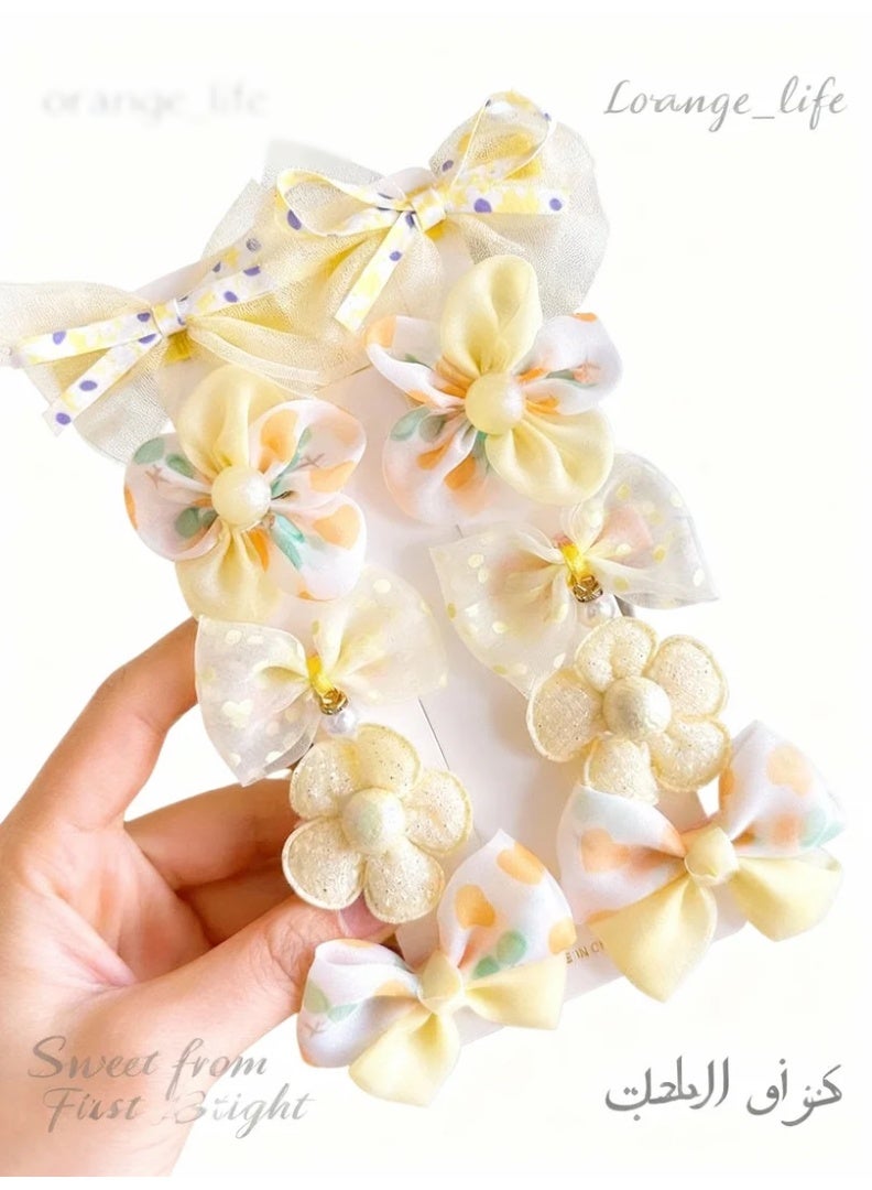 Orange Life Kids Summer Hair Clips Elegant Bow Style Set, Baby Hair Clips Soft No Damage Design for Toddlers and Girls, Delicate Butterfly Bow Hair Accessories for Fine and Newborn Hair, Soft Yellow Floral Theme, Total 10 Hair Clips - Image 4