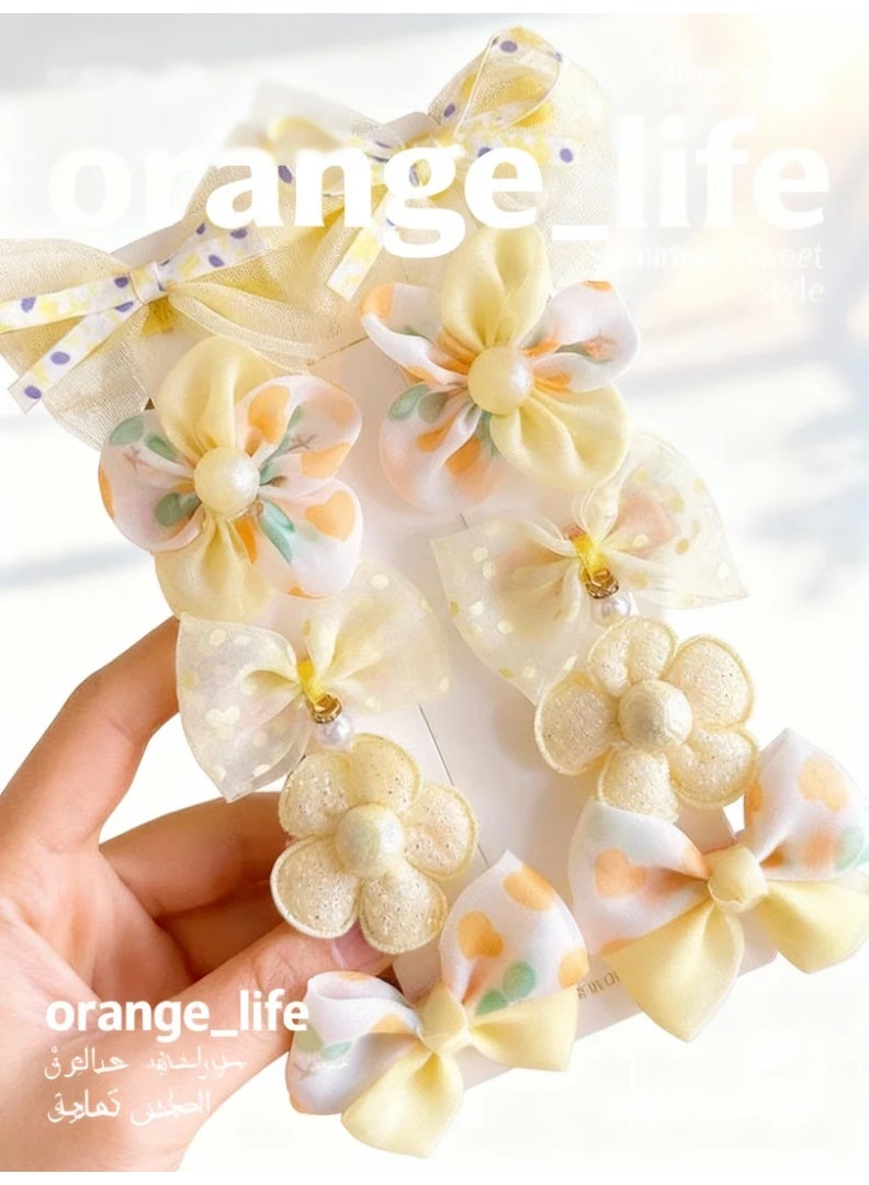 Orange Life Kids Summer Hair Clips Elegant Bow Style Set, Baby Hair Clips Soft No Damage Design for Toddlers and Girls, Delicate Butterfly Bow Hair Accessories for Fine and Newborn Hair, Soft Yellow Floral Theme, Total 10 Hair Clips - Image 3