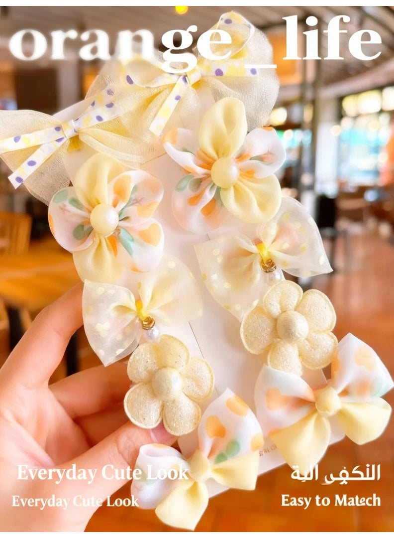 Orange Life Kids Summer Hair Clips Elegant Bow Style Set, Baby Hair Clips Soft No Damage Design for Toddlers and Girls, Delicate Butterfly Bow Hair Accessories for Fine and Newborn Hair, Soft Yellow Floral Theme, Total 10 Hair Clips - Image 5