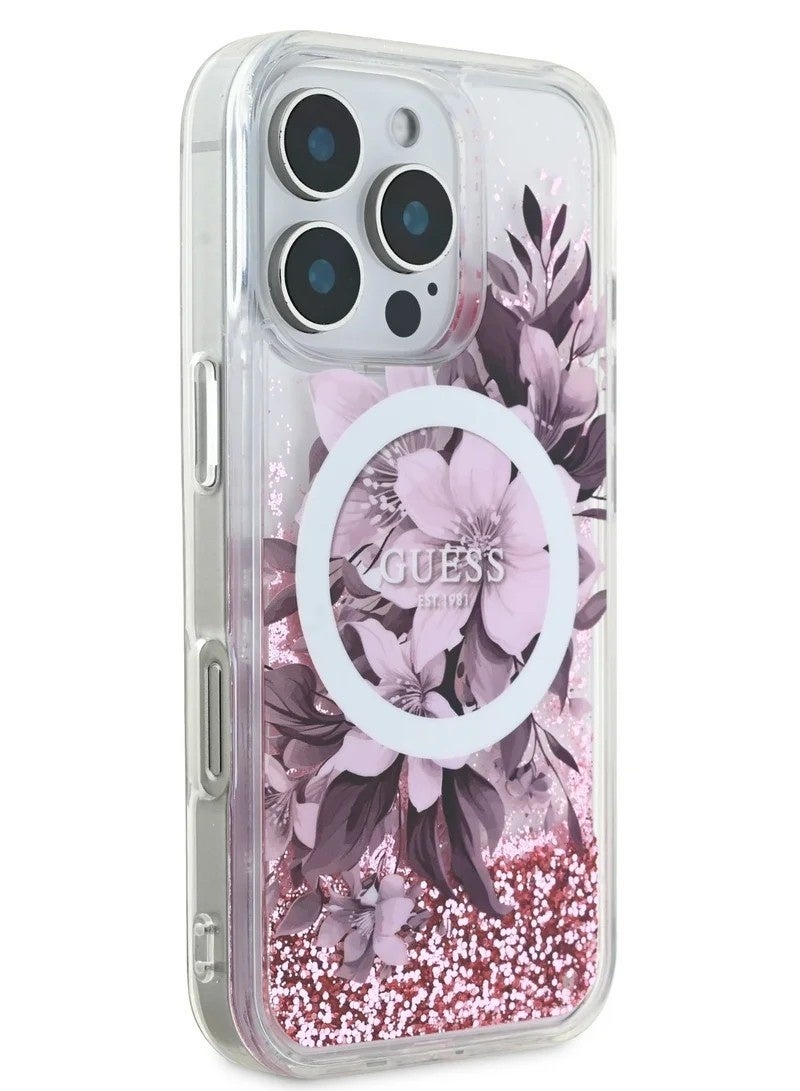 Guess MagSafe Resin Case with Flowers & Glitter Pattern for iPhone 16 Pro Max - Pink - Image 4
