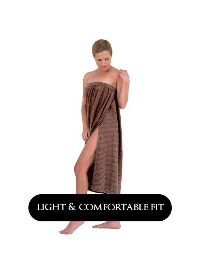 Canyon Rose Waffle Weave Long Spa Wrap, Simple Body Wrap, Luxurious Waffle Weave Knit, One Size Fits Most, Generous Length, Elasticized Top With Touch-And-Close Fasteners At Top And Waist, Brown - Image 2