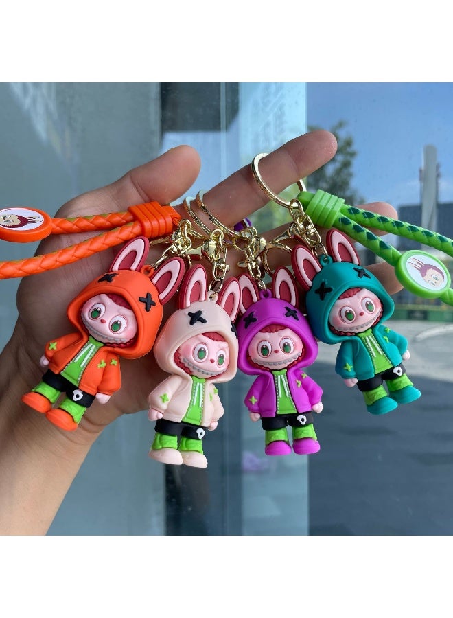 NIBEMINENT Cartoon LABUBU Keychain, 3d Stereoscopic Figurine, Schoolbag Pendant, Car Key Chain Gift  - Image 2