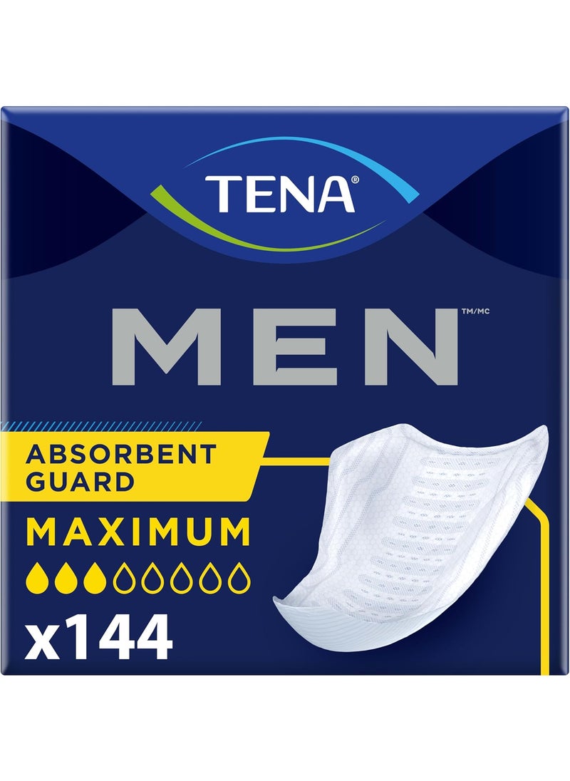 Tena Tena Incontinence Guards for Men, Maximum Absorbency, 144 ct 