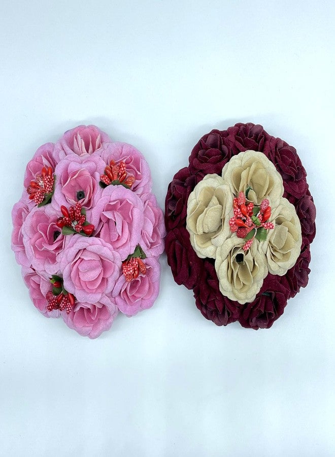 Maahal Artificial Flower Juda Bridal Gajra Bun/HairAccessories For Women&Girls/Multicolor/Pack of 2 - Image 3