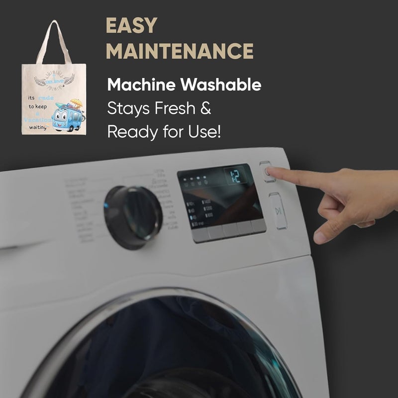 STRUTT Foldable Canvas Tote Bag for Women, Tote Bag for College Girls,100% Organic Cotton Reusable Shopping Bag for Grocery, Eco-Friendly Multi-Purpose Bag for Travel & Daily Use - in Vacations - Image 4